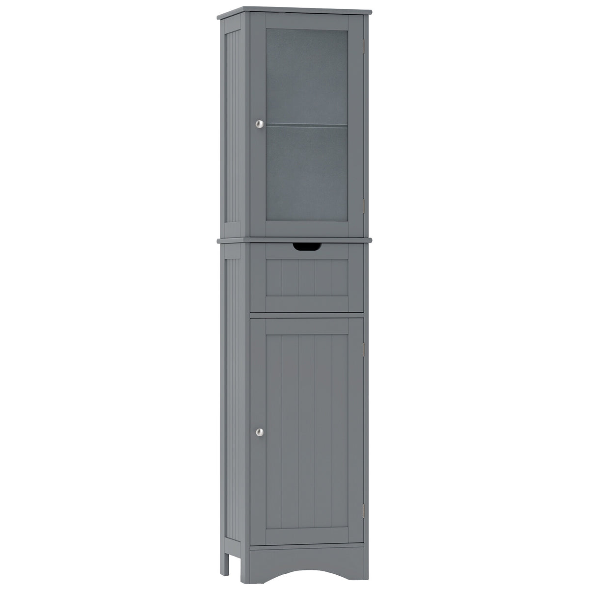 Tall Floor Storage Cabinet with Adjustable Shelves, Gray