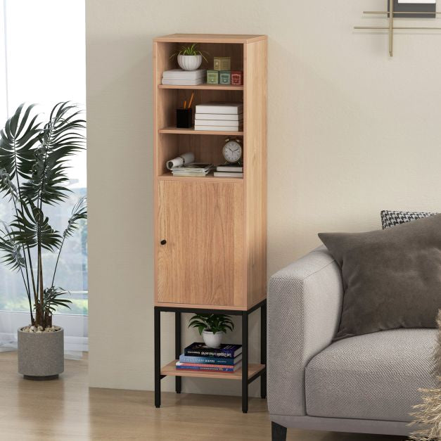 Tall Slim Storage Cabinet With Door, Adjustable Shelves