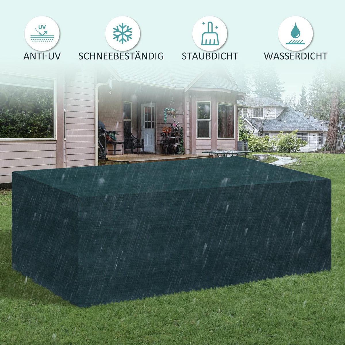 Tarpaulin Garden Furniture Protective Cover Waterproof Uv Protection Pe Green 235X190X90Cm