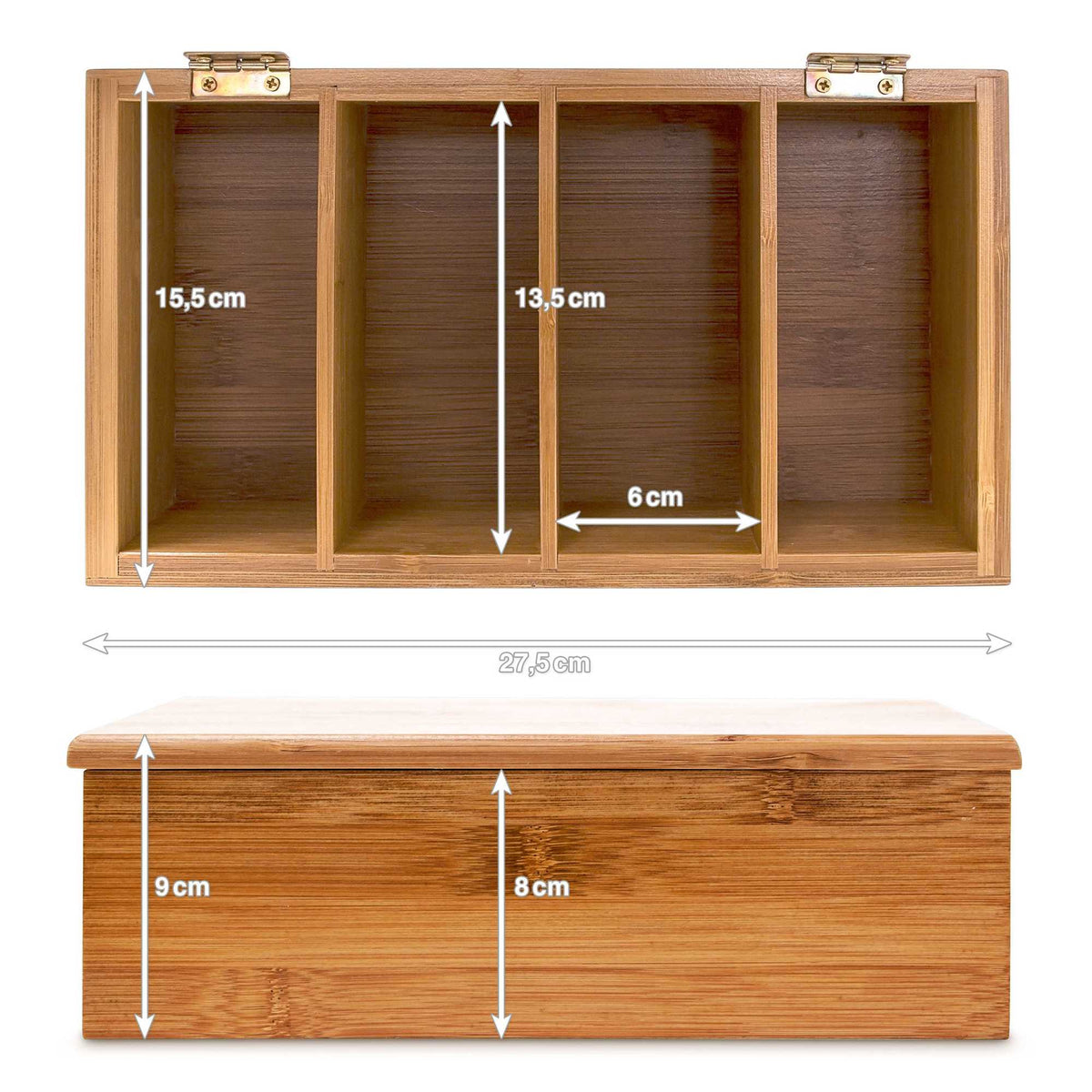 Tea box in bamboo with 4 compartments