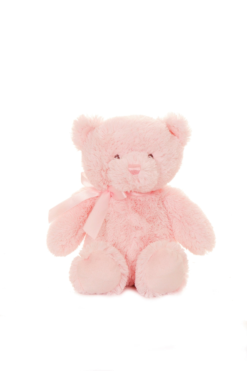 Teddy Bear with Bow, Soft Pink, 28 cm