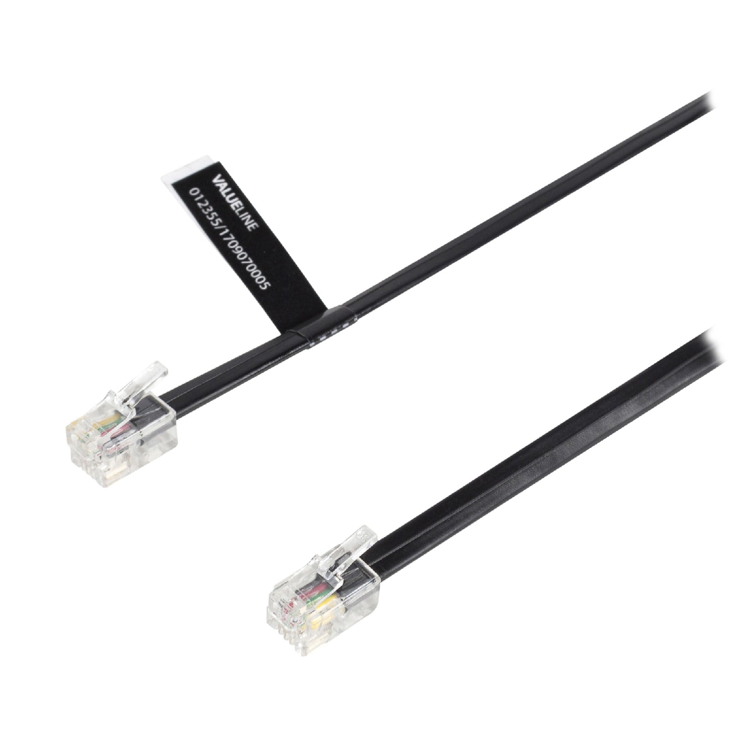 Tele Cable RJ10 (4P4C) Male - RJ10 (4P4C) Male Flat 1.00 m Black