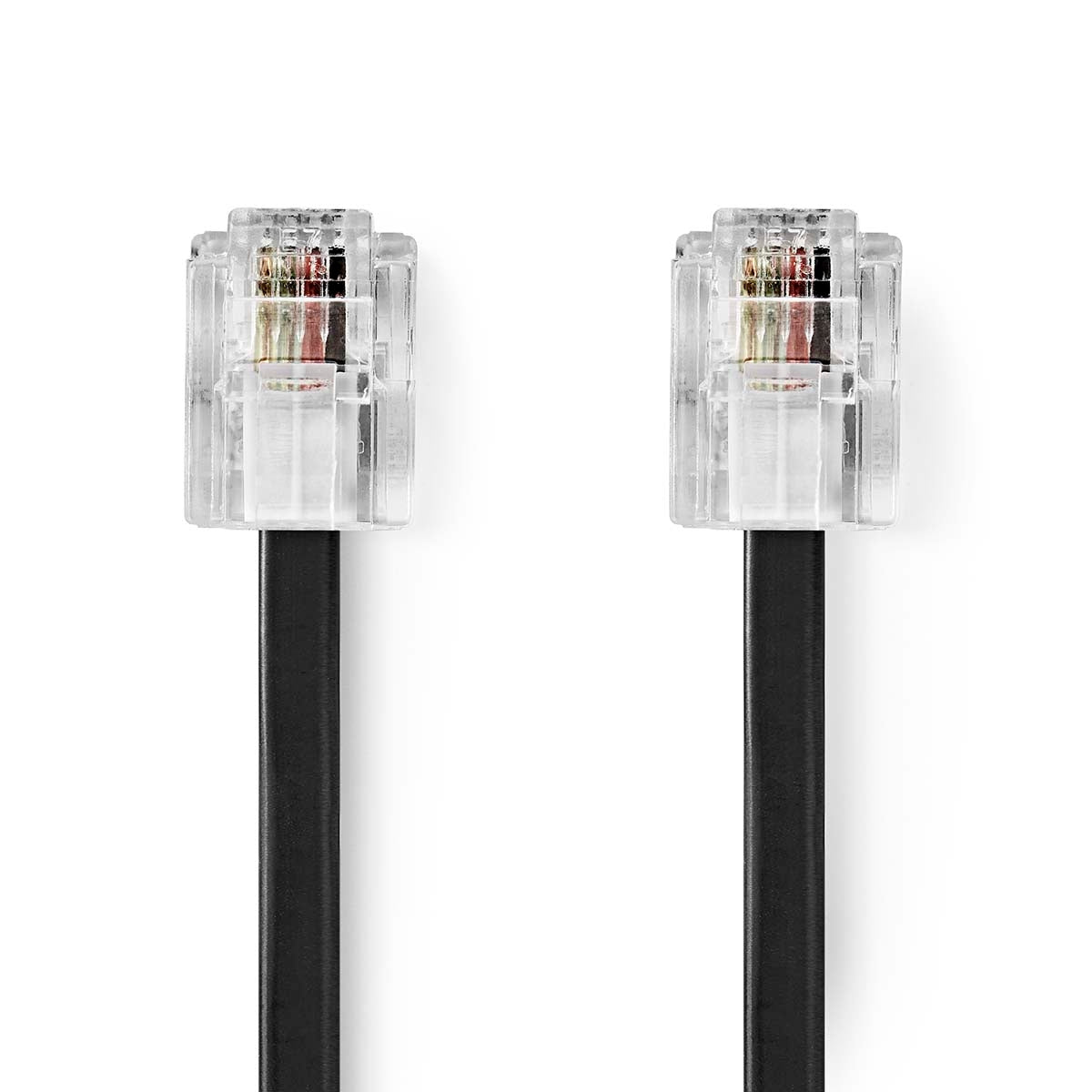 Telecom Cable | RJ11 Male | RJ11 Male | 10.0 m | Cable design: Flat | Gold Plated | Cable type: RJ11 | Black | Label