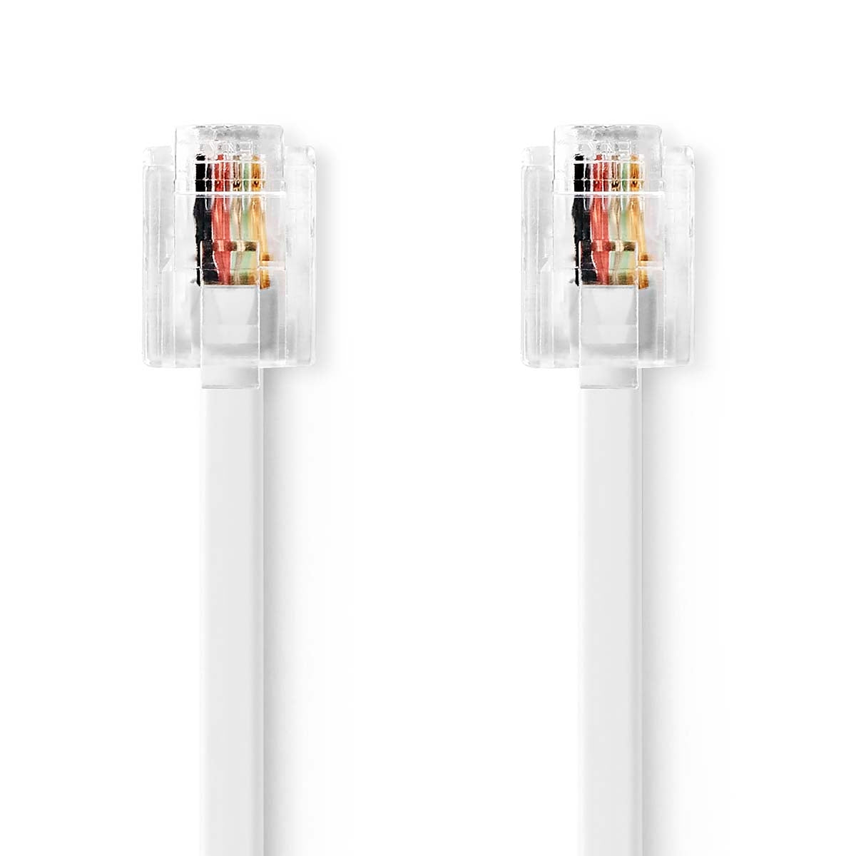 Telecom Cable | RJ11 Male | RJ11 Male | 10.0 m | Cable design: Flat | Gold Plated | Cable type: RJ11 | White | Label