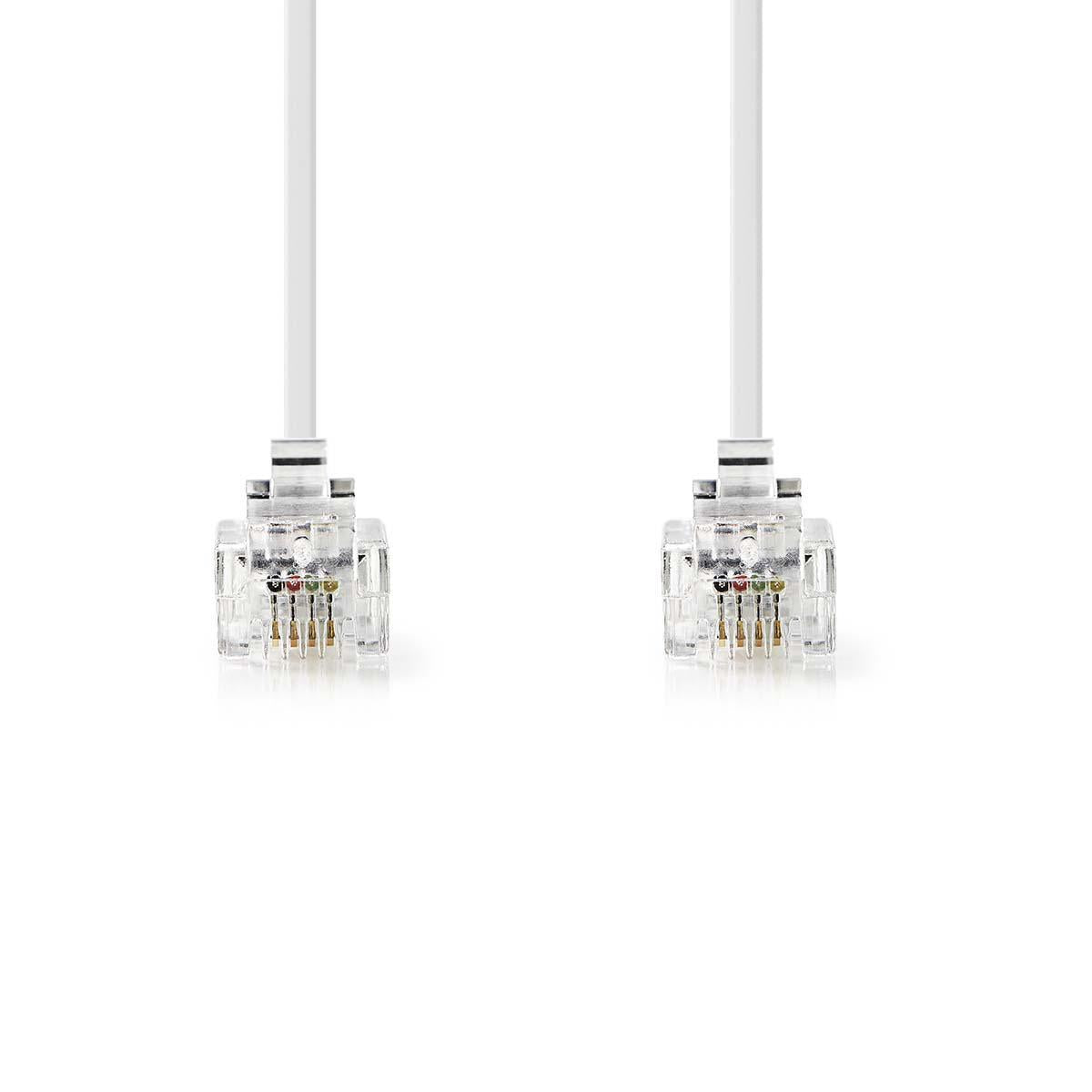 Telecom Cable | RJ11 Male | RJ11 Male | 5.00 m | Cable design: Flat | Cable type: RJ11 | Transparent / White