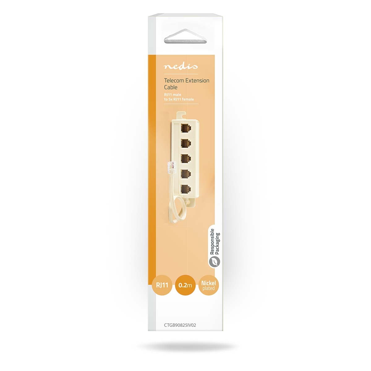 Telecom Extension Cable | RJ11 Male | 5x RJ11 (4/6) Female | 0.20 m | Cable design: Flat | Cable type: RJ11 | Ivory | Box