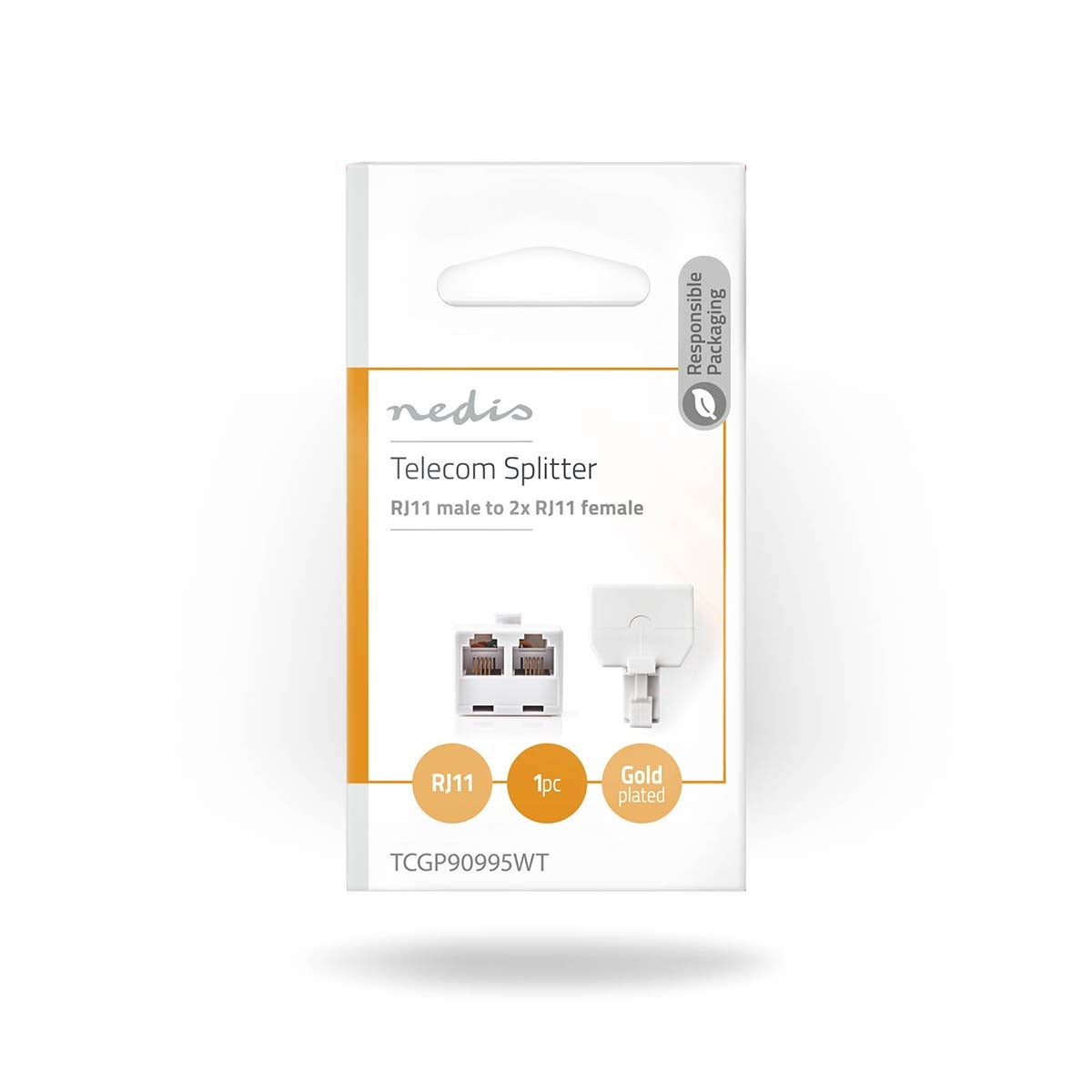 Telecom Wall Box | Connector type: RJ11 | RJ11 Male | 2x RJ11 (4/6) Female | Splitters | ABS | White