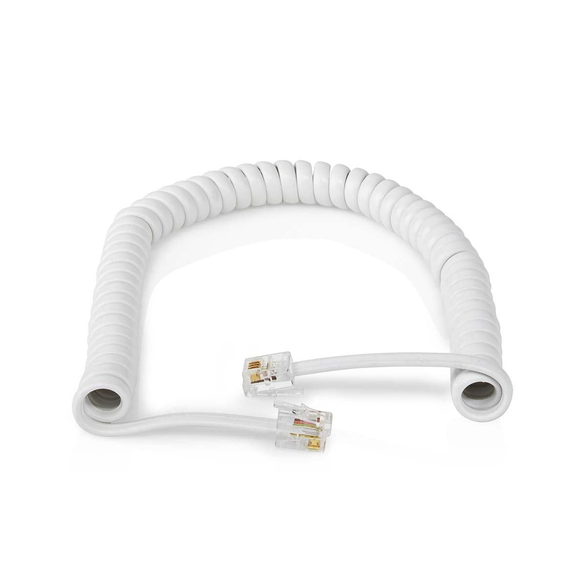 Telecom cable | RJ10 Male | RJ10 Male | 2.00 m | Cable design: Coiled | Cable type: RJ10 | White