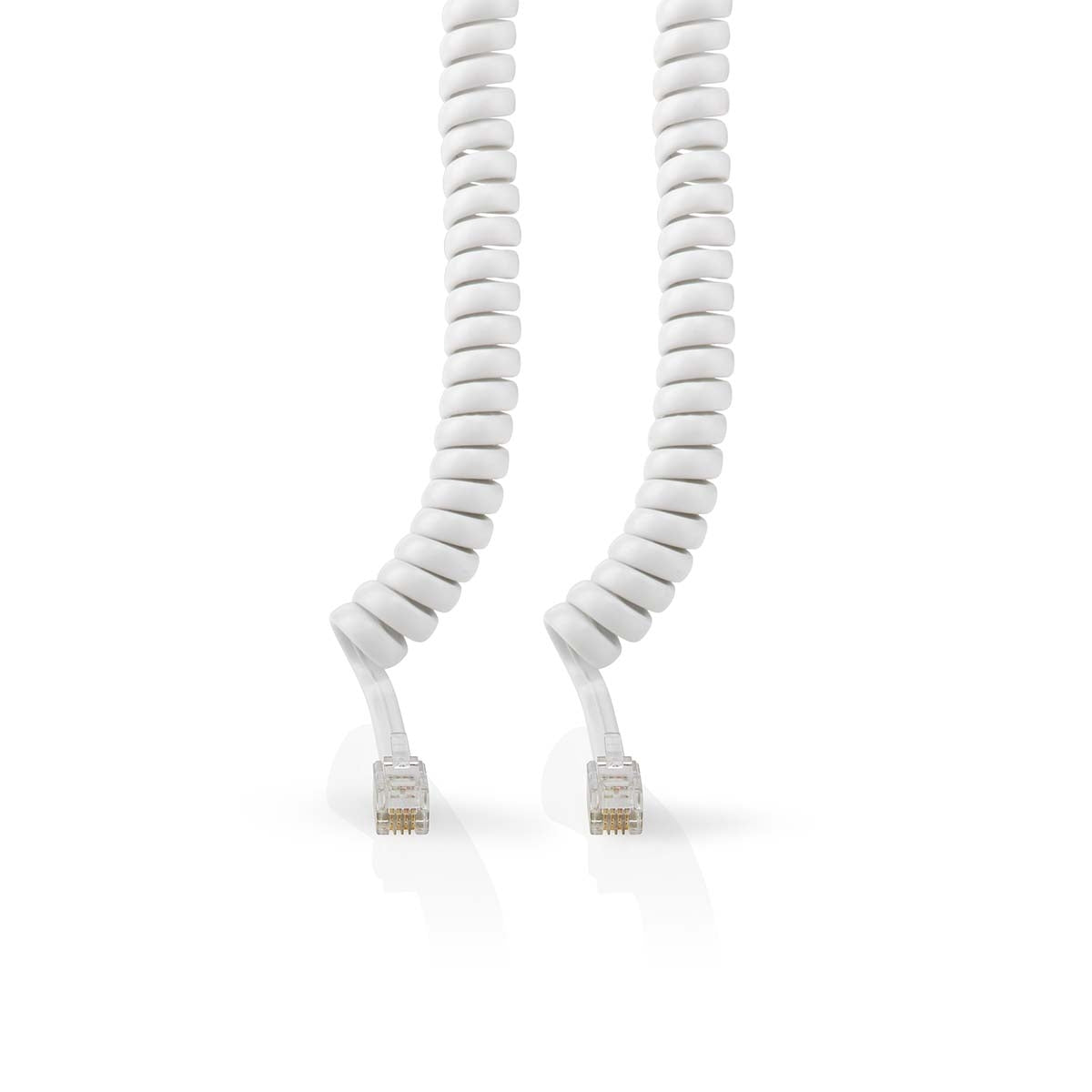 Telecom cable | RJ10 Male | RJ10 Male | 2.00 m | Cable design: Coiled | Cable type: RJ10 | White