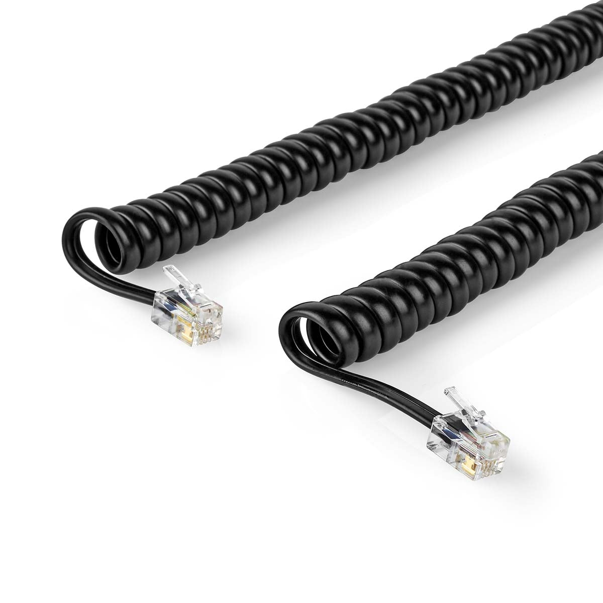 Telecom cable | RJ10 Male | RJ10 Male | 5.00 m | Cable design: Coiled | Cable type: RJ10 | Black