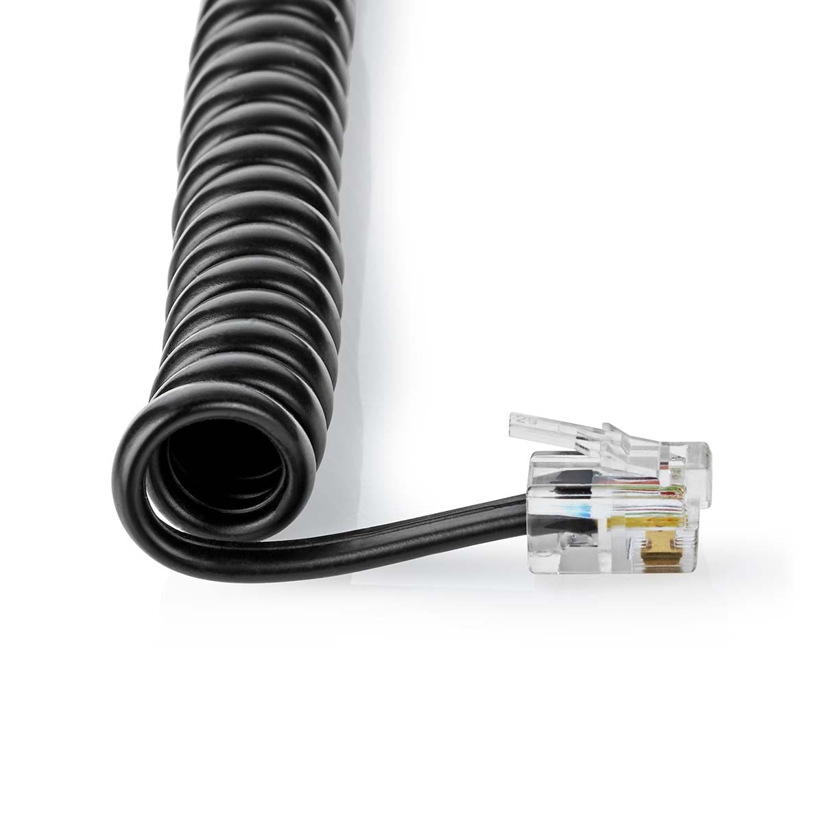 Telecom cable | RJ10 Male | RJ10 Male | 5.00 m | Cable design: Coiled | Cable type: RJ10 | Black