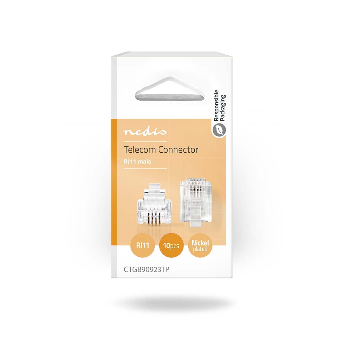 Telecom cable connector | Connector type: RJ11 | Straight | Plating: Gold Plated | PVC | Transparent