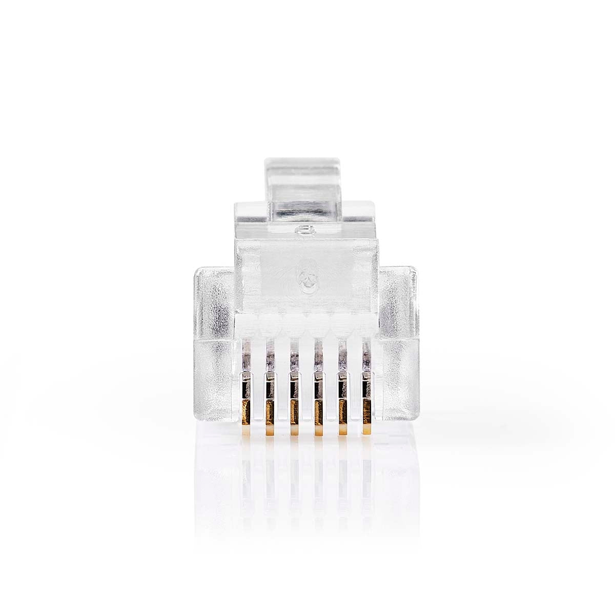 Telecom cable connector | Connector type: RJ12 | Straight | Plating: Gold Plated | PVC | Transparent