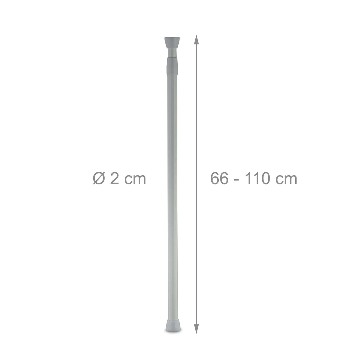 Telescopic bar in stainless steel, gray