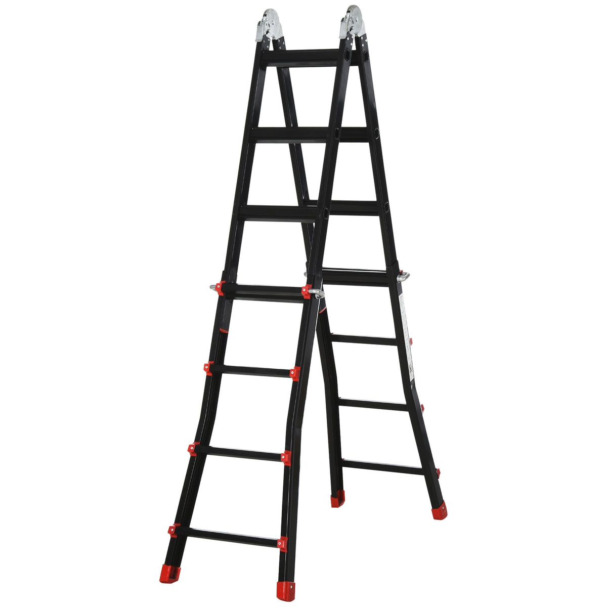 Telescopic ladder, folding ladder, 4 m aluminum ladder, non-slip aluminum ladder, A-frame telescopic extension ladder, load capacity up to 150 kg