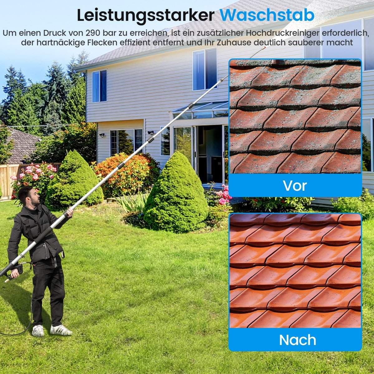 Telescopic wand for high-pressure cleaner 550 cm extension wand set with 5 spray nozzles telescopic high-pressure cleaner