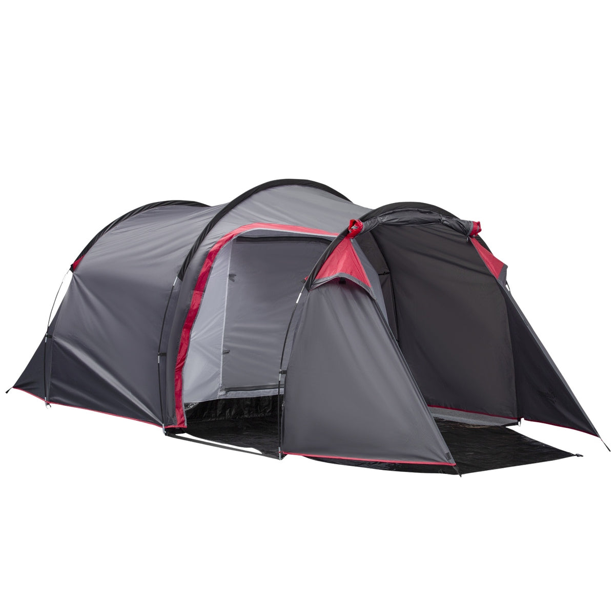 Tent For 2-3 People 190T Tunnel Tent Camping Tent With Pegs Fiberglass Polyester Gray 426 X 206 X 154 Cm