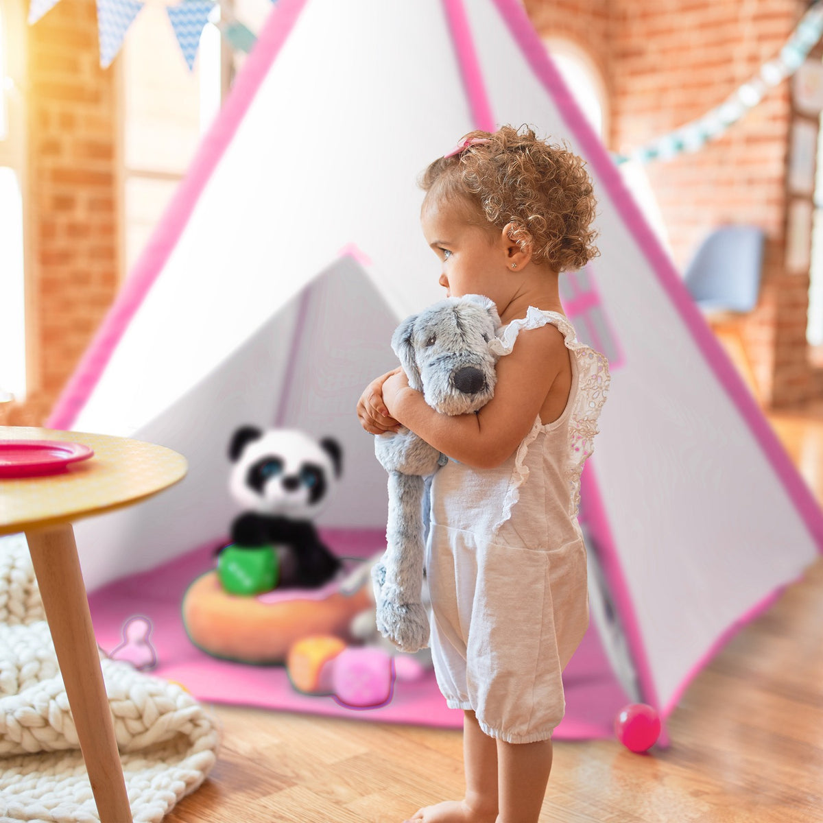 Tepee play tent with floor mat