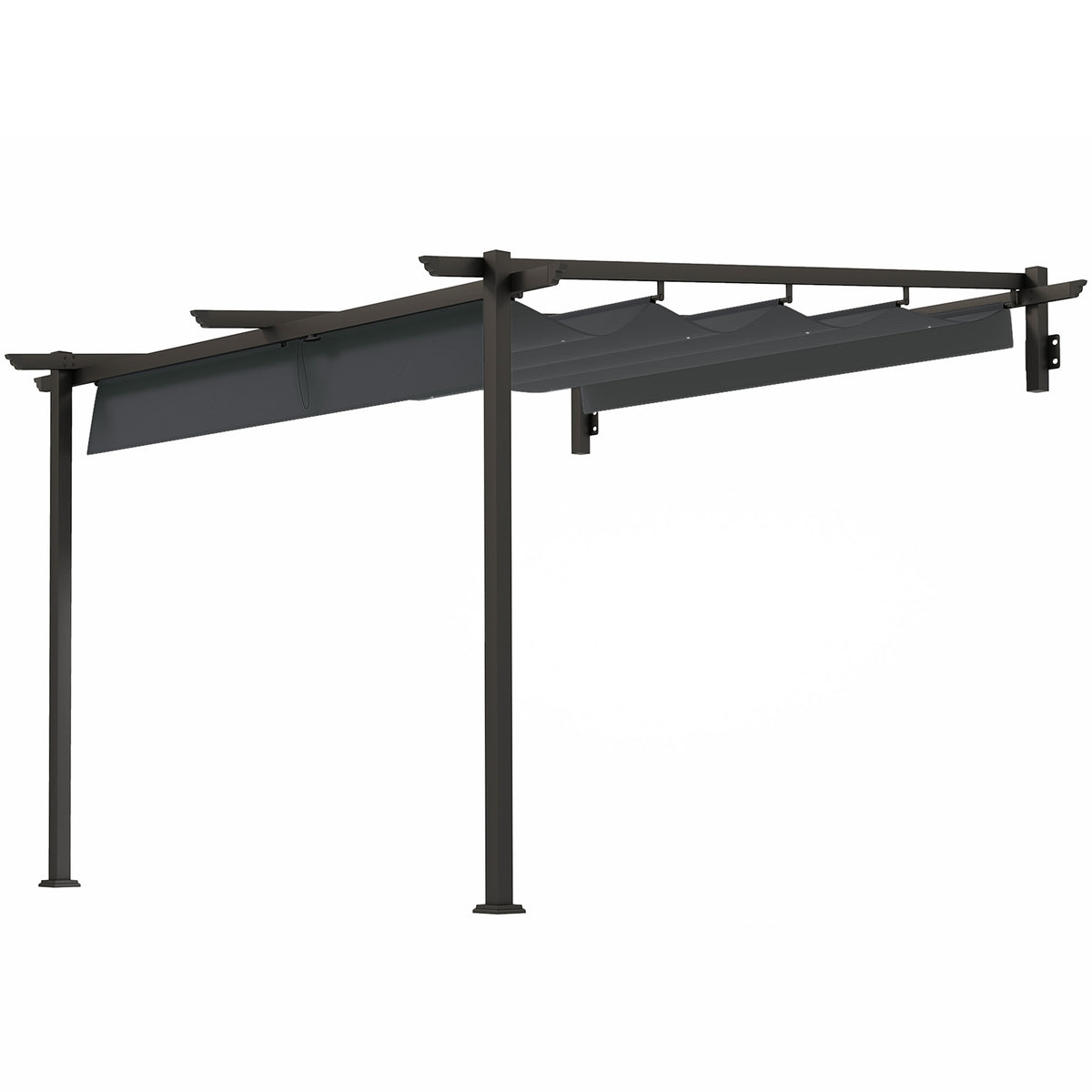 Terrace roof pergola approx. 3x3m terrace roofing, garden pavilion made of aluminum, wall mounting, garden pavilion with adjustable roof, sun protection for terrace and garden, dark gray
