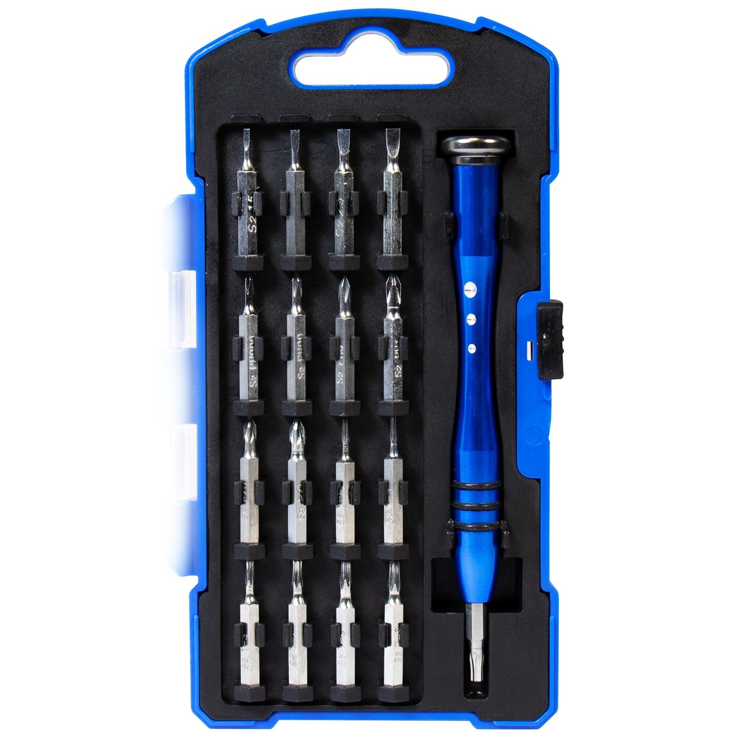 The screwdriver set with 18 bits
