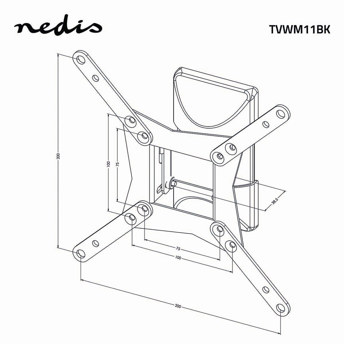 Tilt and swivel TV wall mount | 10-32 " | Maximum Screen Weight Supported: 30kg | Tiltable | Rotatable | Minimum Wall Distance: 68mm | Maximum Wall Distance: 68mm | 1 Pivot Point(s) | Steel | Black