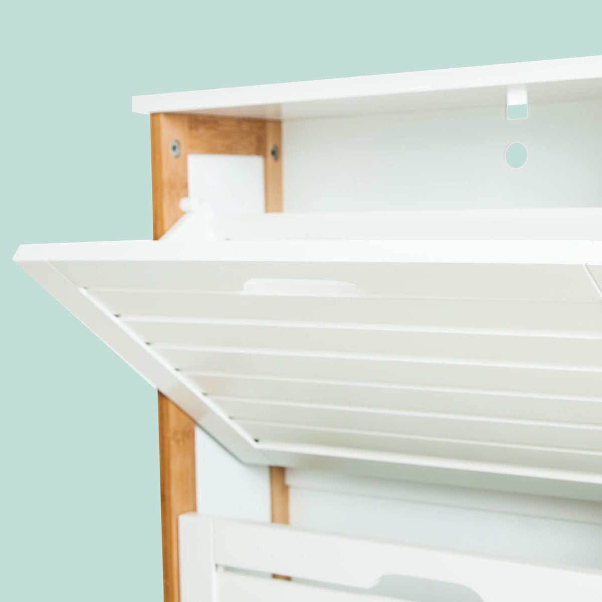 Tilting Bamboo & MDF Shoe Cabinet – Space-Saving Storage