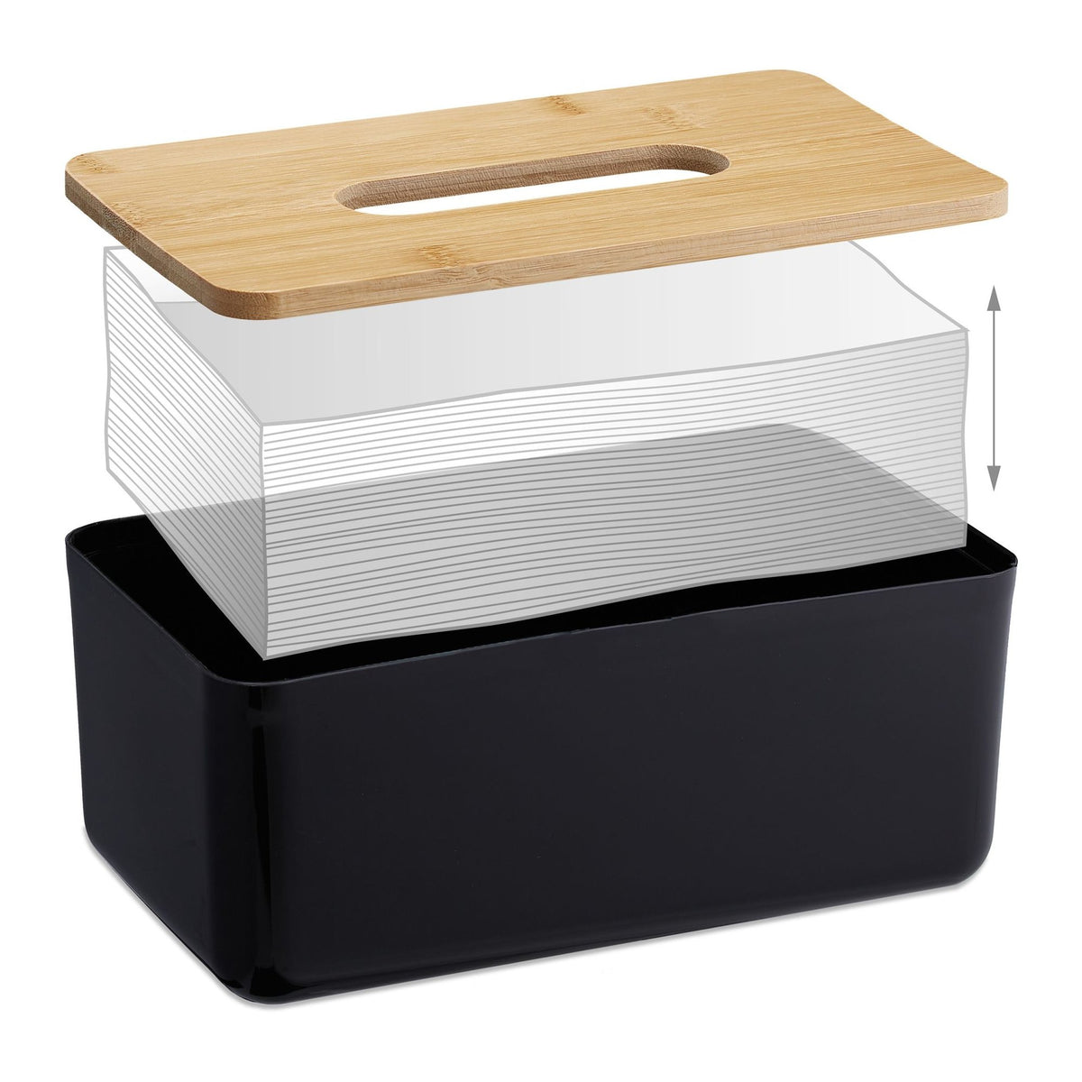 Tissue box with bamboo lid
