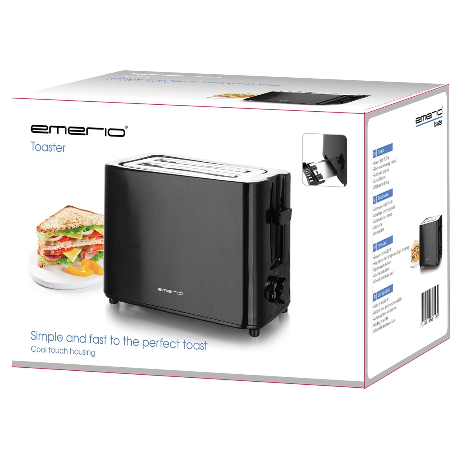 Toaster 2 slices 700Watt Black