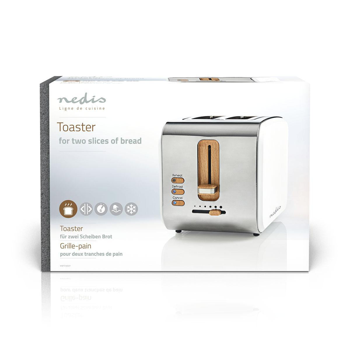 Toaster | Soft Touch Series | 2 Discs | Degree of brownness: 6 | Defrost function | White