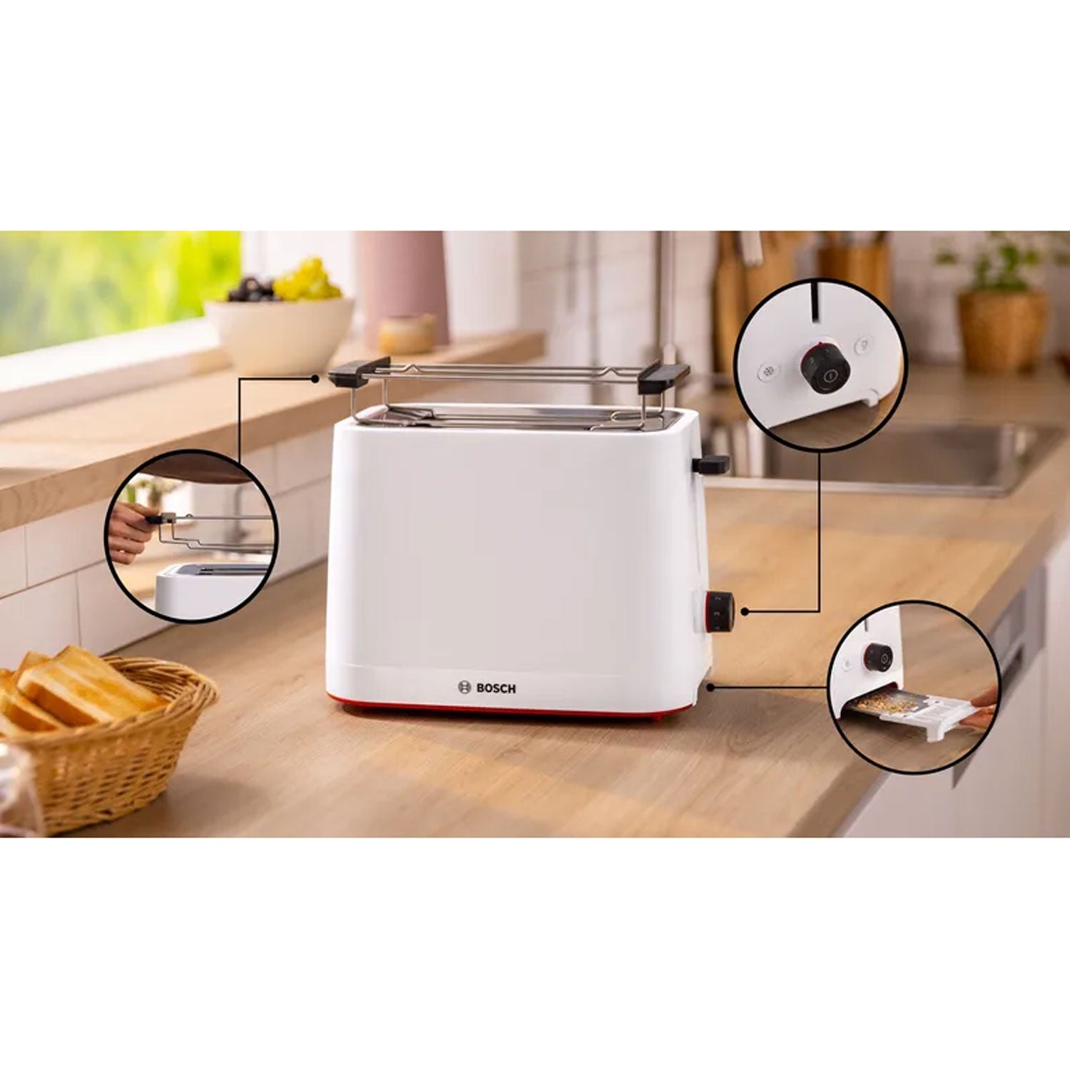 Toaster TAT3M121 White 950W Bagels Function.