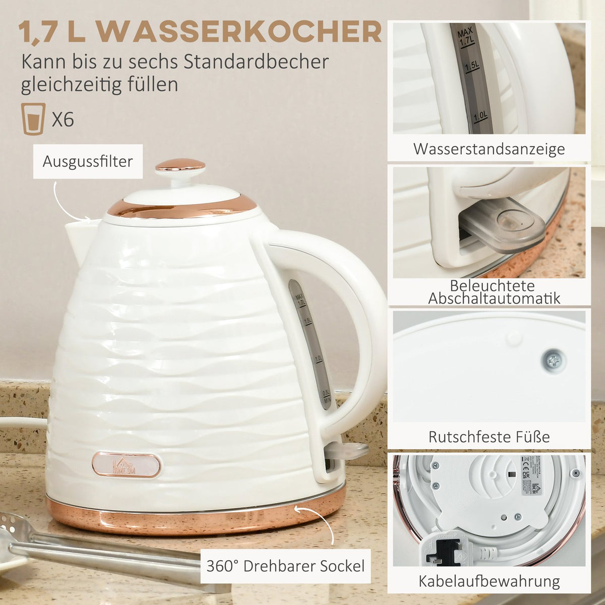 Toaster and Kettle Set, 7 Browning Levels, Defrost Function