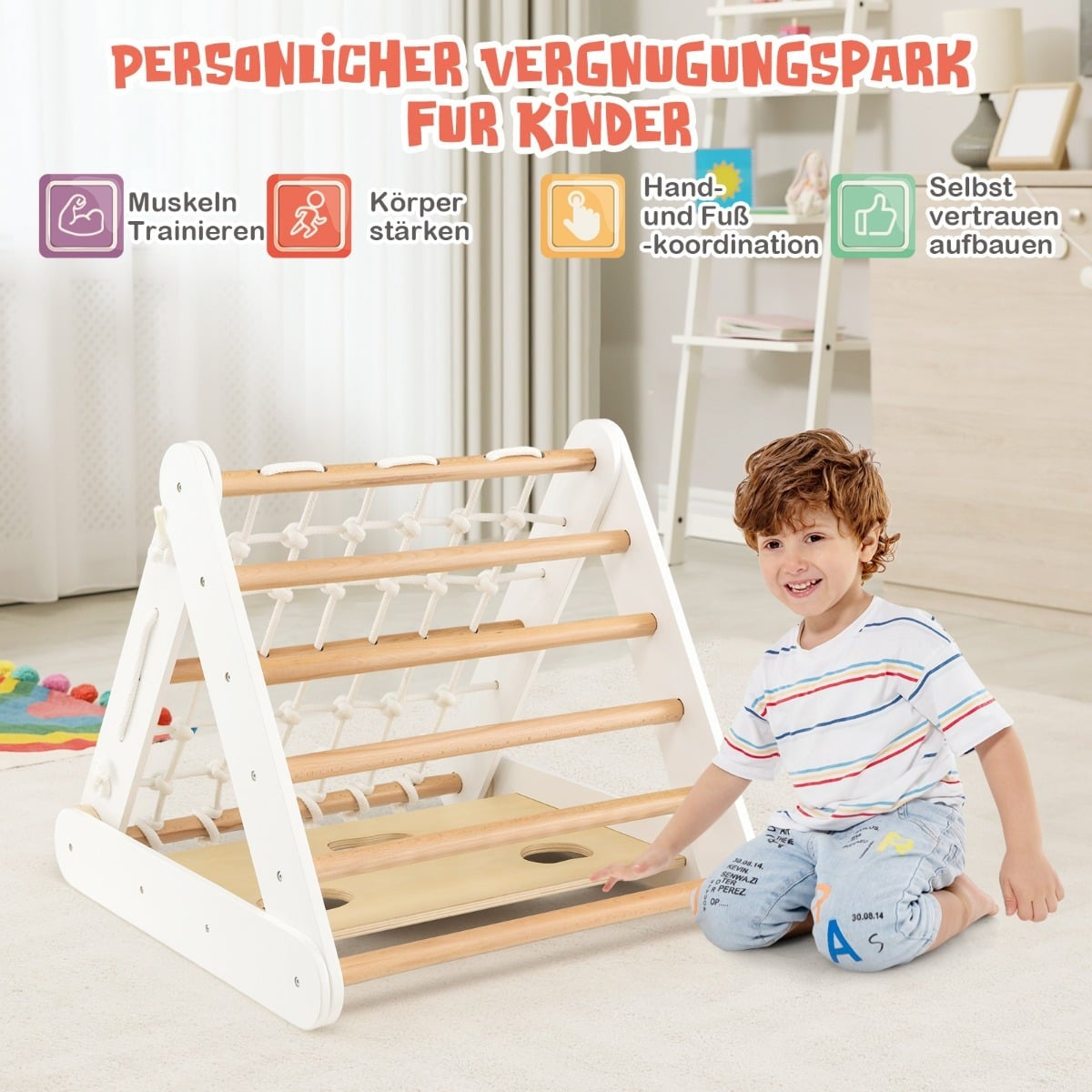 Toddler Climbing Toy – 4-in-1 Triangle Set with Ramp