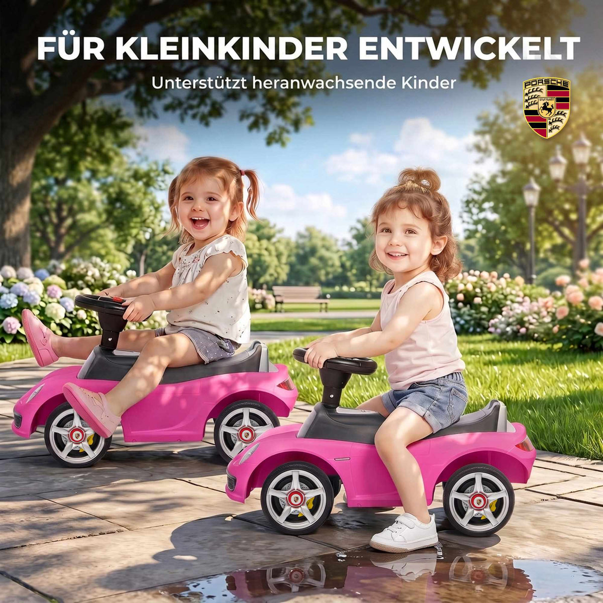 Toddler Ride-On Car with Lights & Sounds, Pink, 18–36 Months