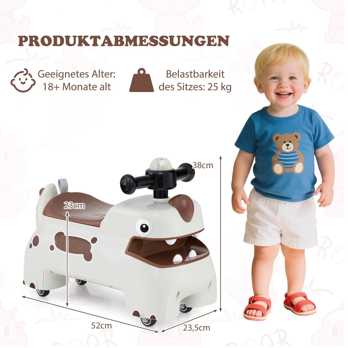 Toddler Ride-On Toy with Storage, Lights & Sounds