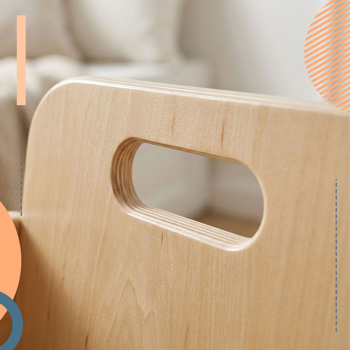 Toddler Stool, Engineered Wood, Natural, 1 Year+