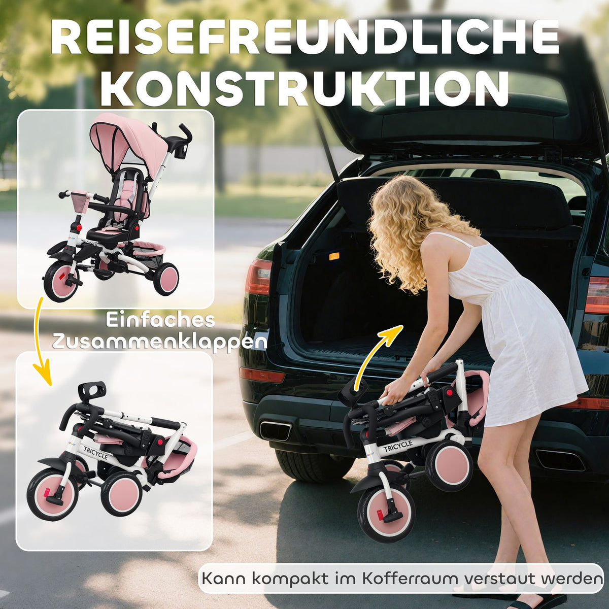 Toddler Tricycle, 6-in-1, Adjustable Seat, Foldable