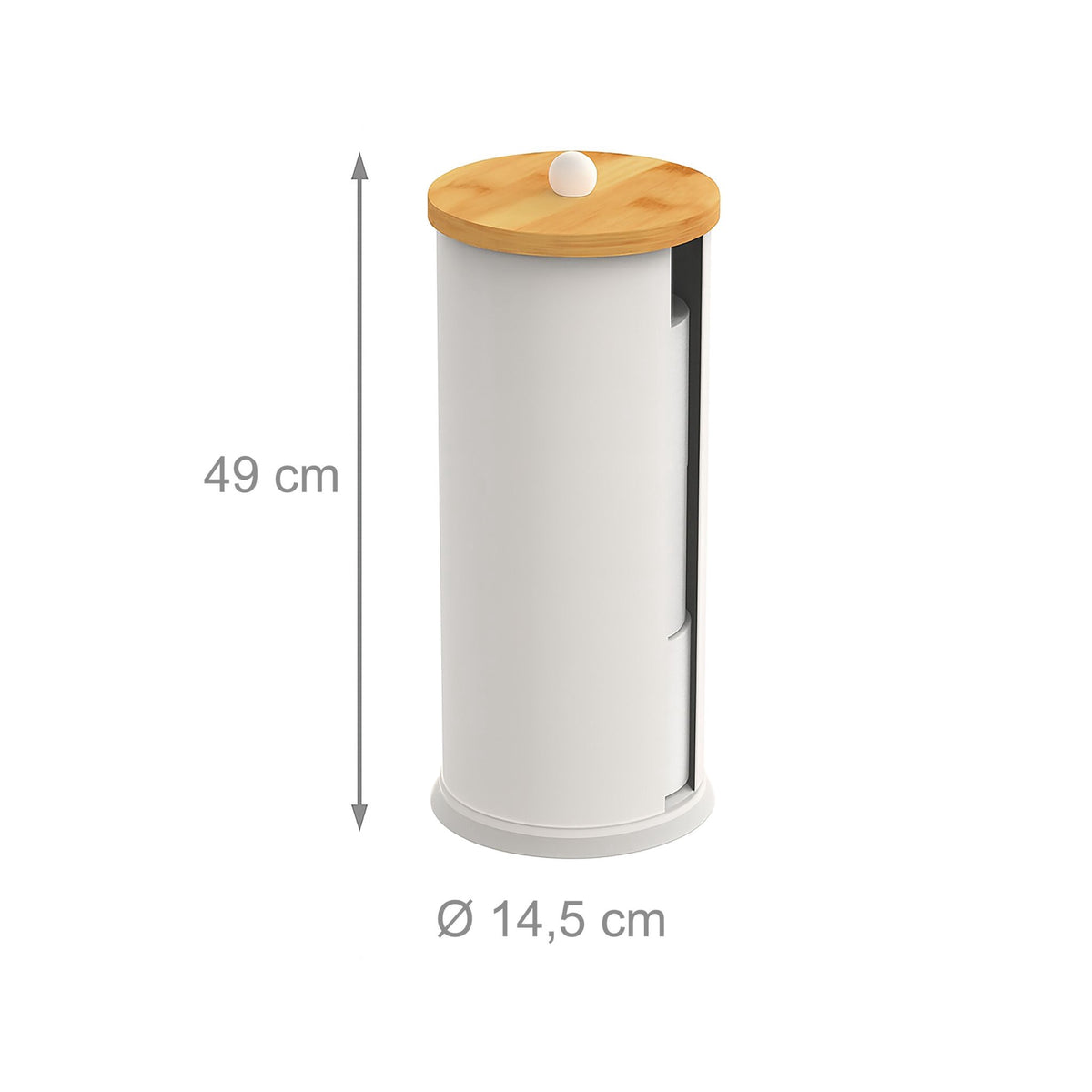 Toilet Paper Holder, Metal, Bamboo Lid, Holds 3 Rolls