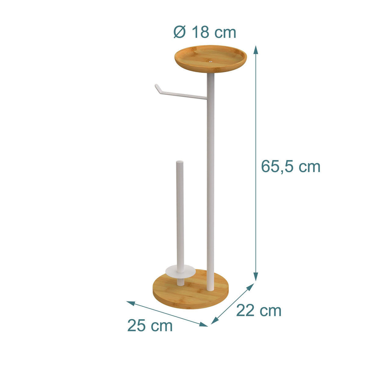 Toilet Paper Holder with Shelf, Bamboo and Metal