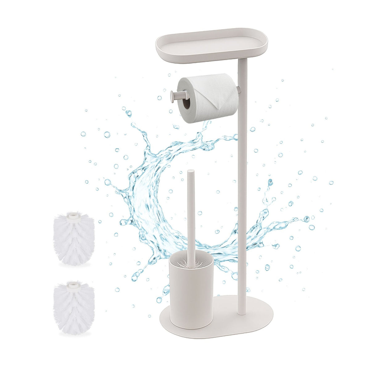 Toilet Paper Holder with Shelf and Brush
