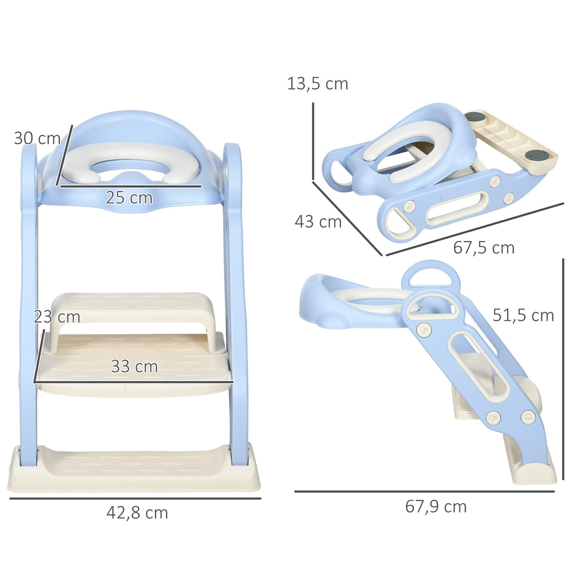 Toilet Trainer For Children With Stairs & Handle, Folding Toilet Attachment, Potty Trainer, 2-6 Years