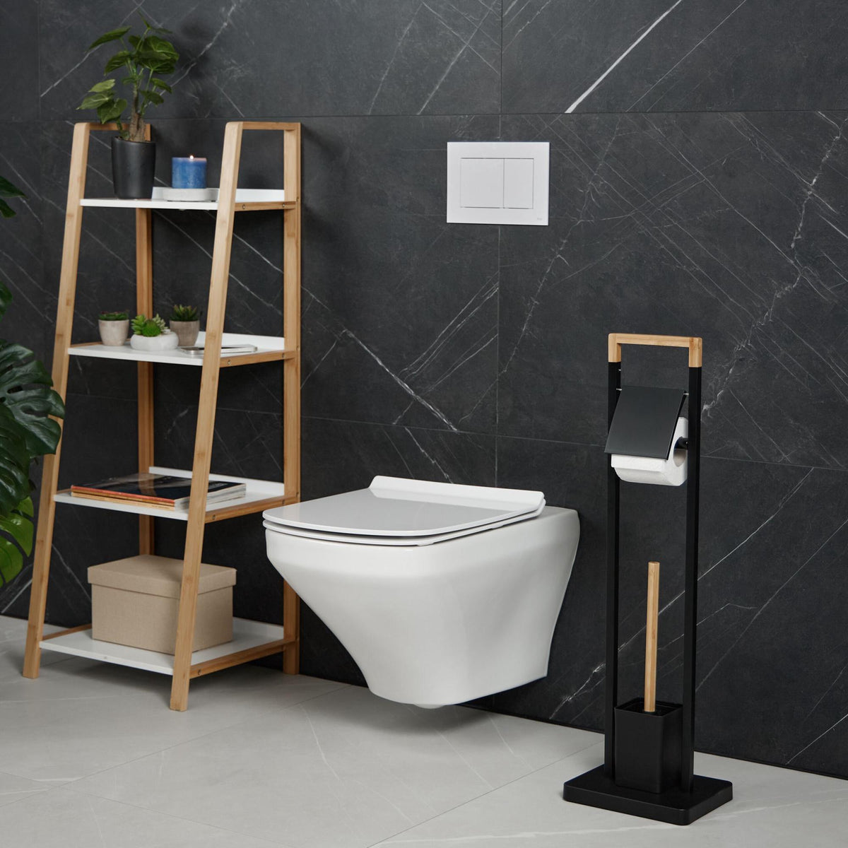 Toilet chair in bamboo and stainless steel