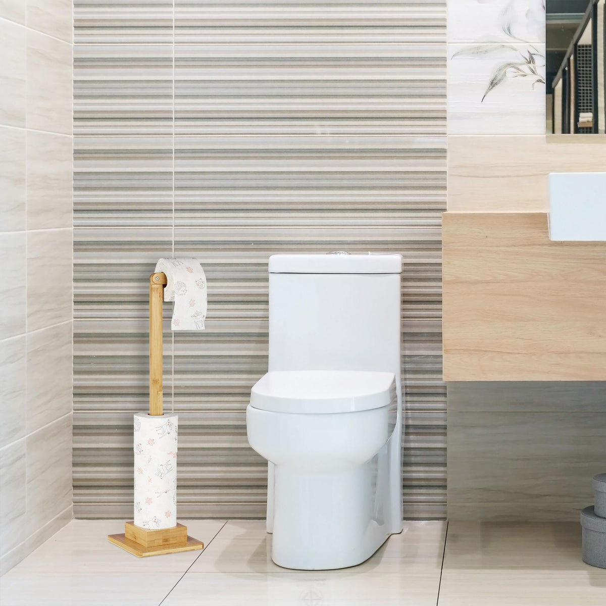 Toilet paper holder in bamboo Standing