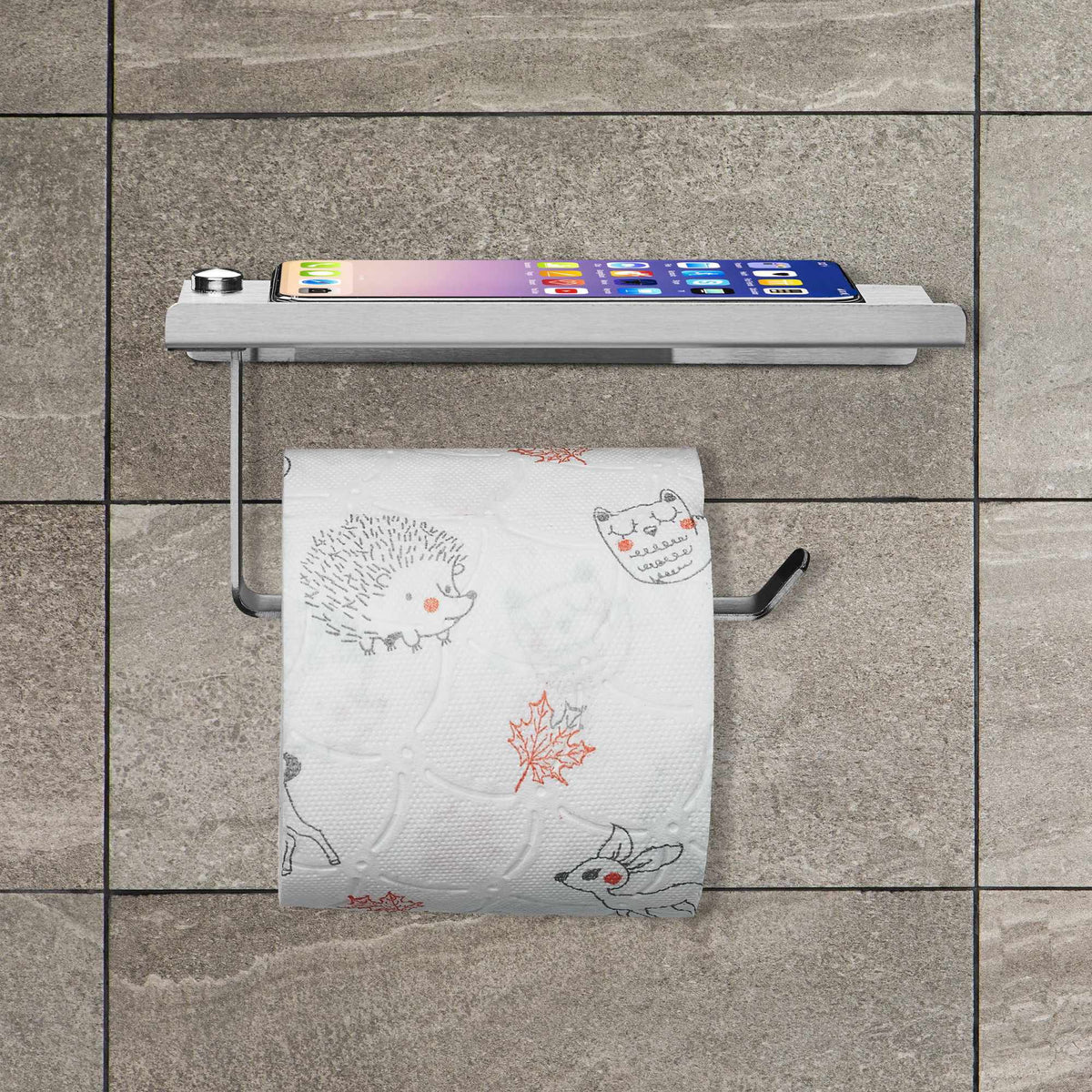 Toilet paper holder with shelf