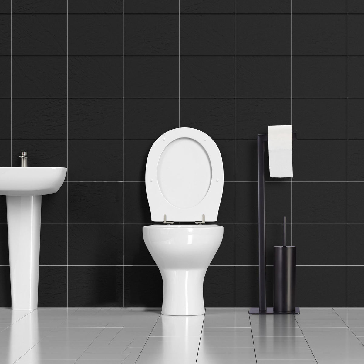 Toilet seat in matt black