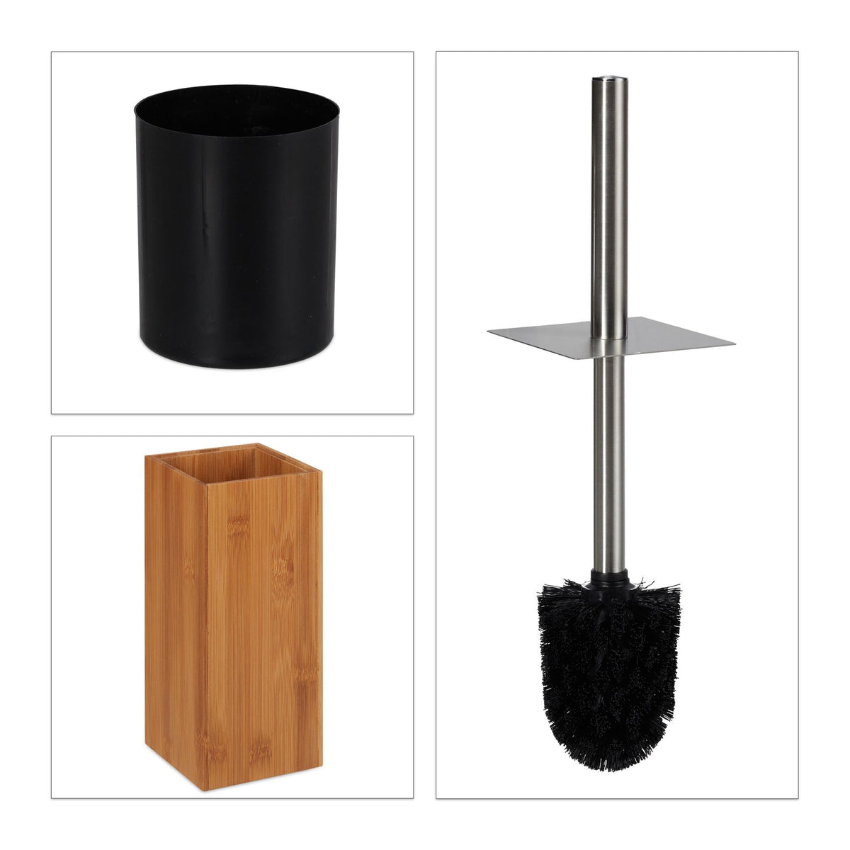 Toilet set bamboo & metal