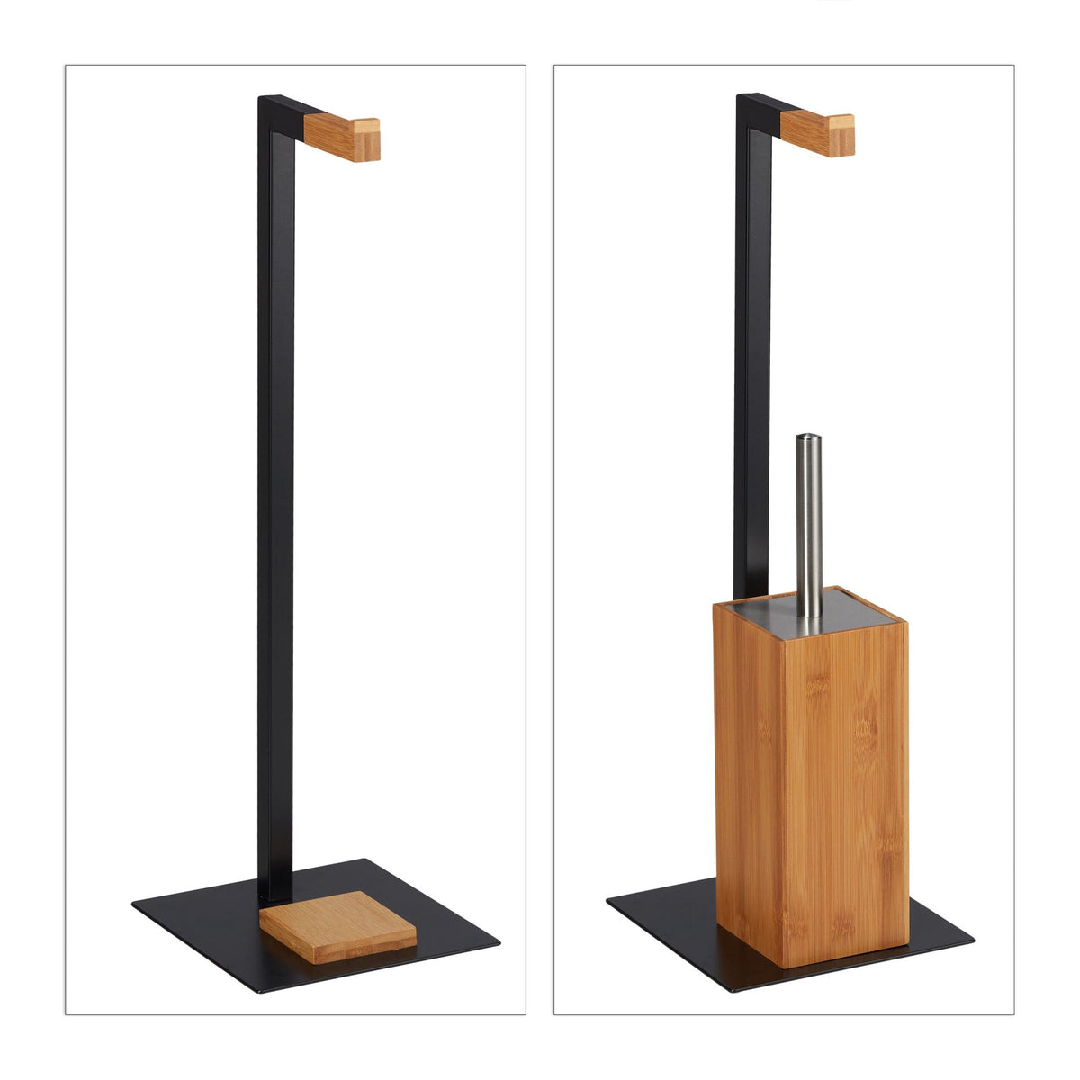 Toilet set bamboo & metal