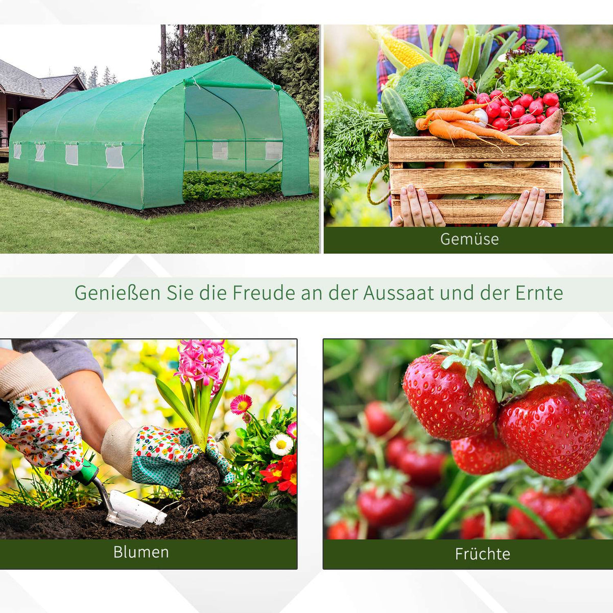 Tomato House Cold Frame Greenhouse With Gable Roof, Foil Greenhouse, Green, 600X300X200Cm