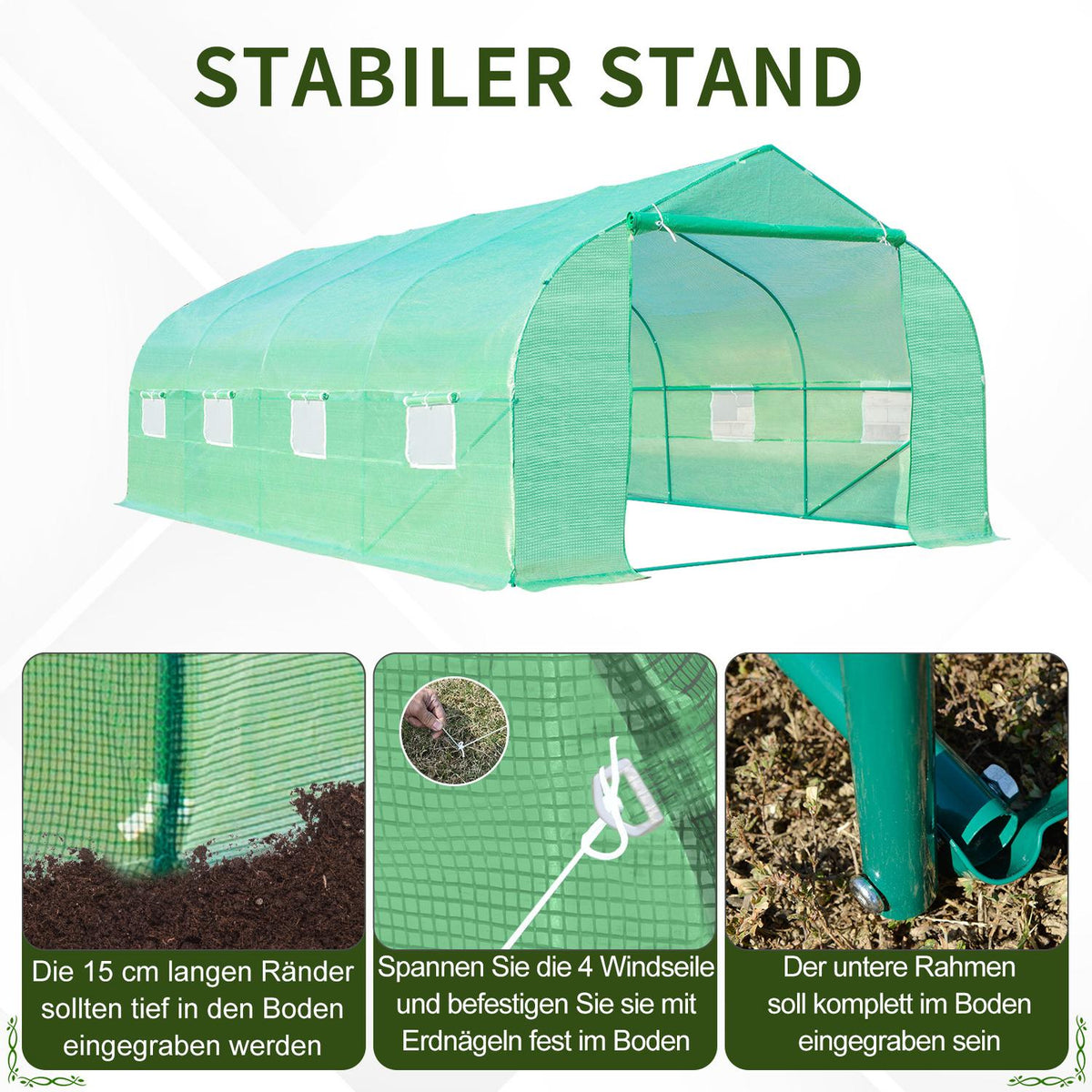 Tomato House Cold Frame Greenhouse With Gable Roof, Foil Greenhouse, Green, 600X300X200Cm
