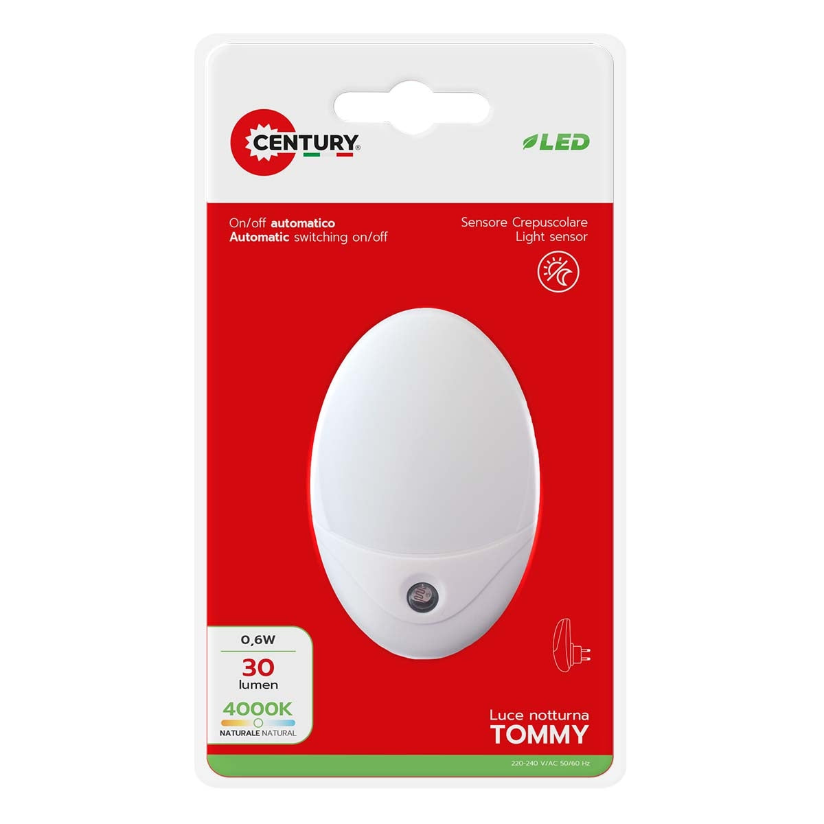 Tommy night light with twilight sensor