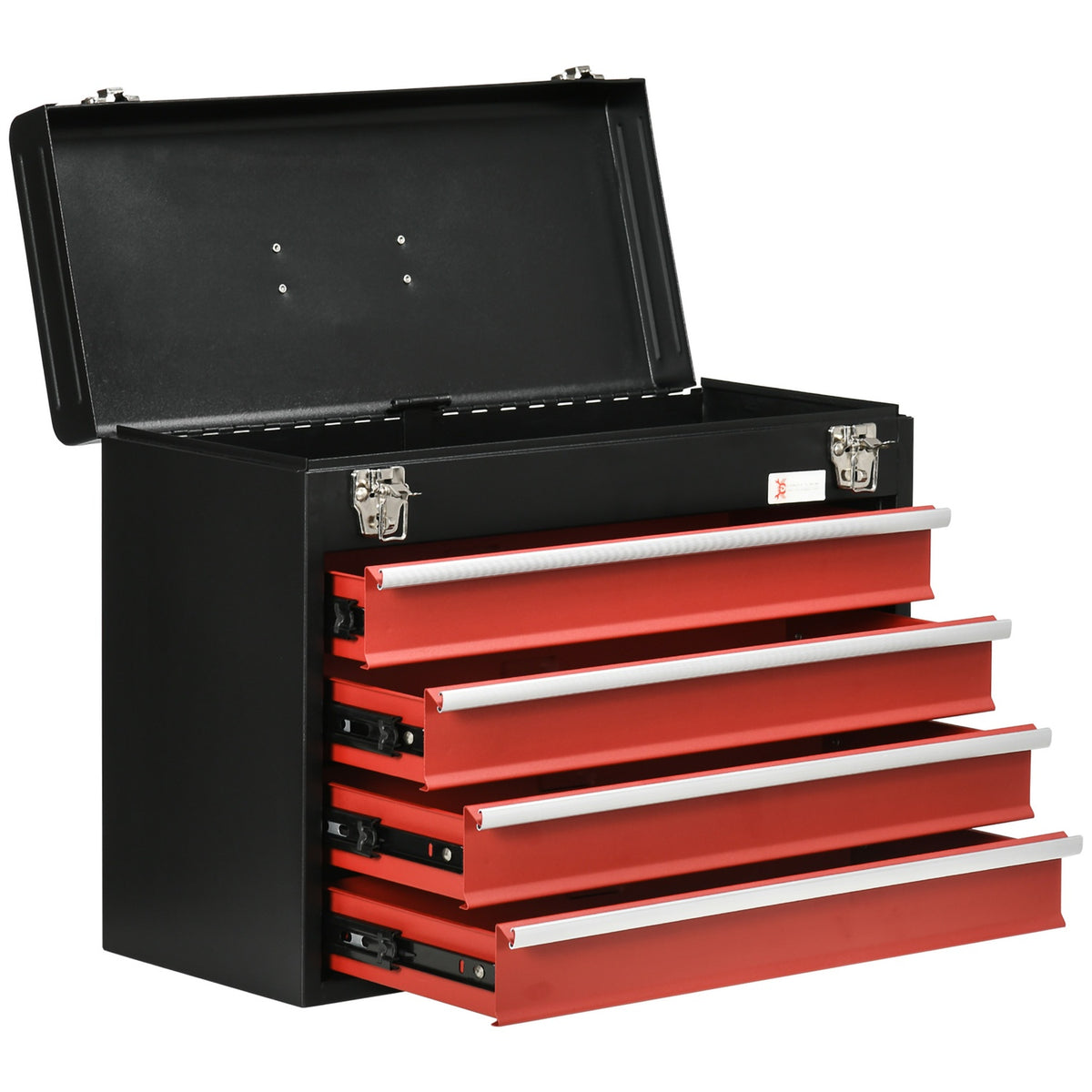 Tool Box 4 Drawers Lock Steel Black+Red 51X22X39.5Cm